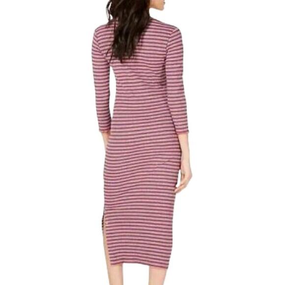 Juicy by Juicy Couture Knit Rainbow Striped Ribbed Midi Dress Side Slit Bodycon - Picture 2 of 15